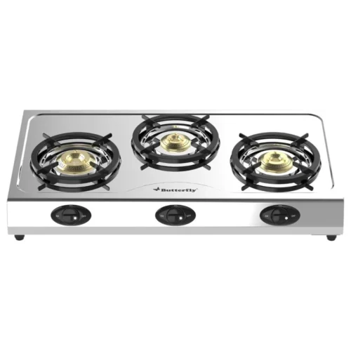 Butterfly Bolt Shakthi 3 Burner Stainless Steel Gas Stove – Durable, Efficient & Easy to Clean