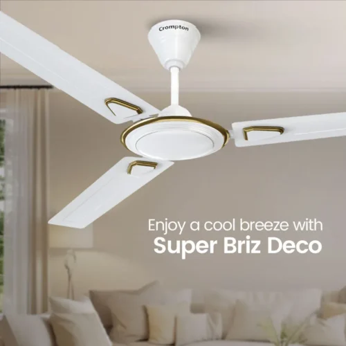 Crompton Super Briz Deco 48 Inch Ceiling Fan Briken White | High Speed 380 RPM Fan with Double Ball Bearing & 2 Year Warranty Crompton Super Briz Deco 48 Inch Ceiling Fan Briken White | High Speed 380 RPM Fan with Double Ball Bearing & 2 Year Warranty