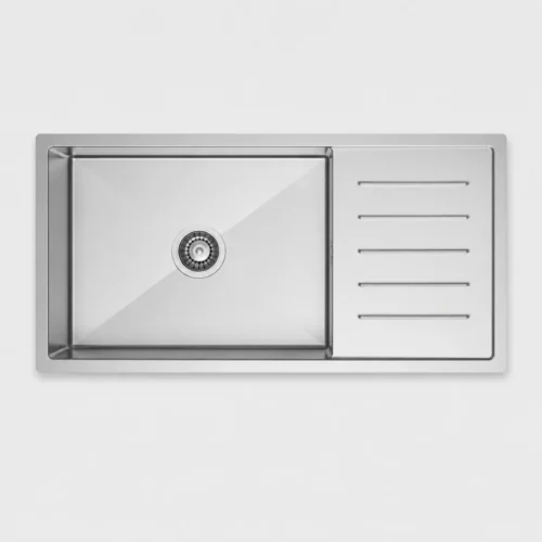 Hafele Emerald 915 x 457 mm Single Bowl Kitchen Sink with Drainboard 567.24.188 – Premium Stainless Steel Sink for Modular Kitchens Hafele Emerald 915 x 457 mm Single Bowl Kitchen Sink with Drainboard 567.24.188 – Premium Stainless Steel Sink for Modular Kitchens
