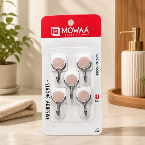 MOWAA HK 043 Self Adhesive Plastic Wall Hooks Pack of 2 | Stainless Steel Utility Hooks for Home Organization MOWAA HK 043 Self Adhesive Plastic Wall Hooks Pack of 2 | Stainless Steel Utility Hooks for Home Organization