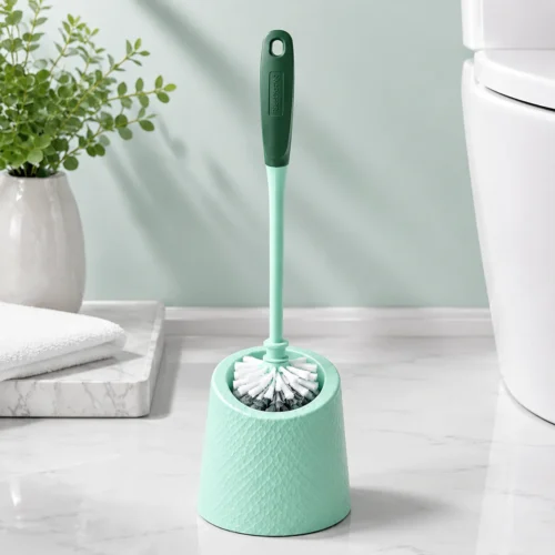 Neoclean Cleanmax Round Toilet Brush with Holder | 360° Nylon Bristle Toilet Bowl Cleaner