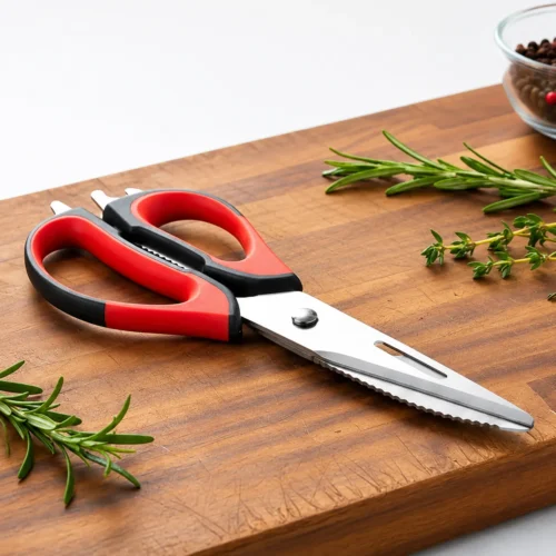 POLYGUARDS Detachable Kitchen Scissors AA11053 22cm Stainless Steel Multi-Purpose Shears with Blade Cover & Soft Grip Handle - Black & Red POLYGUARDS Detachable Kitchen Scissors AA11053 22cm Stainless Steel Multi-Purpose Shears with Blade Cover & Soft Grip Handle - Black & Red
