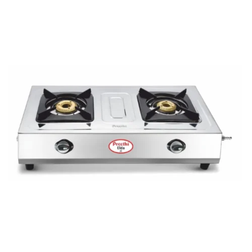 Preethi Elda SSGS 001 2 Burner Gas Stove Stainless Steel LPG Stove with Brass Burners
