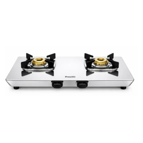 Preethi Glamsteel 2 Burner Gas Stove SSGS426 Stainless Steel Brass Burner Gas Stove