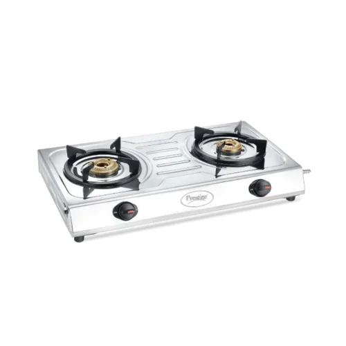 Prestige Prime LP Gas Stove 2 Burner Brass Stainless Steel Manual Gas Stove