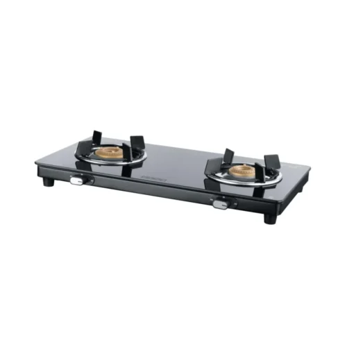 USHA Ebony Neo Slim GS2 RPT Black 2 Burner Gas Stove Glass Cooktop
