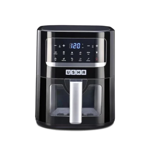 USHA iChef Smart Air Fryer 4.5L 1350W Digital Touch Panel 10-in-1 Oil-Free Air Fryer Black