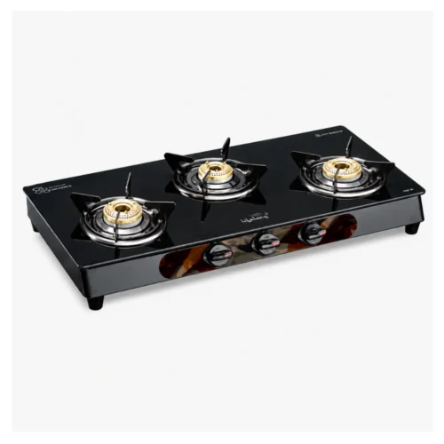 V-Guard VGM 3C 3 Burner Glass Top Gas Stove with Brass Burners