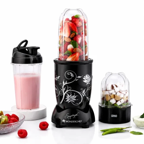 Wonderchef Nutri-Blend 500W Mixer Grinder with 3 Jars & Sipper Jar | 22000 RPM Smoothie Maker & Masala Grinder Wonderchef Nutri-Blend 500W Mixer Grinder with 3 Jars & Sipper Jar | 22000 RPM Smoothie Maker & Masala Grinder