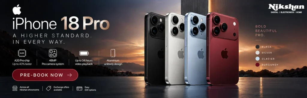 iPhone 18 Pro pre-booking banner at Nikshan Electronics