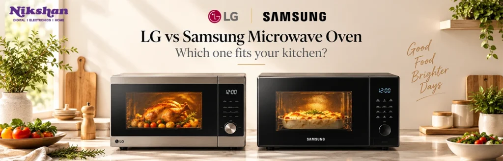 LG vs Samsung microwave oven comparison banner Nikshan Electronics