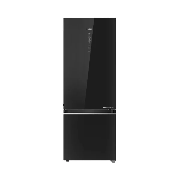 Haier HRB-4952CKGA-P 445L 2 Star Bottom Mounted Refrigerator with 14-in-1 Convertible, Triple Inverter & Black Glass Finish Haier HRB-4952CKGA-P 445L 2 Star Bottom Mounted Refrigerator with 14-in-1 Convertible, Triple Inverter & Black Glass Finish
