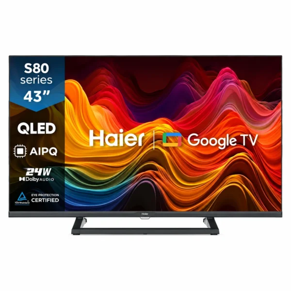 Haier H43S80GUX 43 Inch 4K UHD QLED Google Smart TV with HDR & 24W Sound Haier H43S80GUX 43 Inch 4K UHD QLED Google Smart TV with HDR & 24W Sound