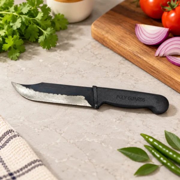 Poly-Guards KK20018 Special Kitchen Knife | Small Iron Fixed Blade Utility Knife with Ergonomic Black Handle Poly-Guards KK20018 Special Kitchen Knife | Small Iron Fixed Blade Utility Knife with Ergonomic Black Handle
