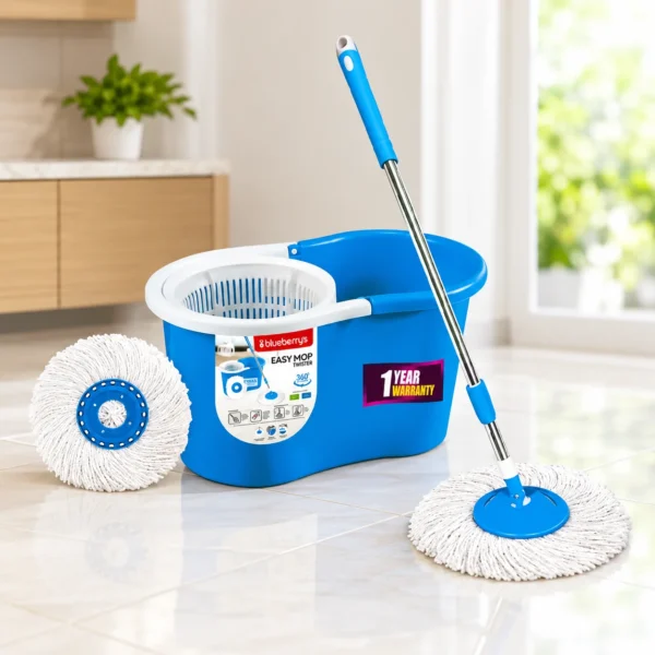Blueberrys Easy Twister Mop with Plastic Drum, 360° Spin Mop & Stainless Steel Handle – Multicolor Blueberrys Easy Twister Mop with Plastic Drum, 360° Spin Mop & Stainless Steel Handle – Multicolor