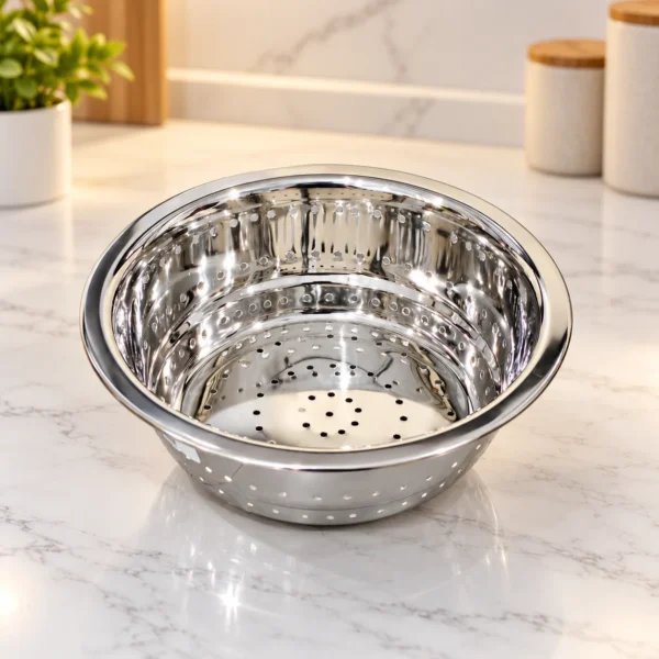 Coconut No. 4 Stainless Steel Vegetable Colander Strainer | Multipurpose Washing & Draining Basket | Rust Resistant | Mirror Finish Coconut No. 4 Stainless Steel Vegetable Colander Strainer | Multipurpose Washing & Draining Basket | Rust Resistant | Mirror Finish