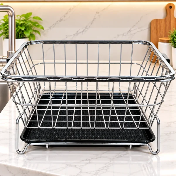 Coconut Y17 Smart Stainless Steel Square Dish Drainer Big with Removable Drain Tray & Detachable Cutlery Holder, Silver Coconut Y17 Smart Stainless Steel Square Dish Drainer Big with Removable Drain Tray & Detachable Cutlery Holder, Silver