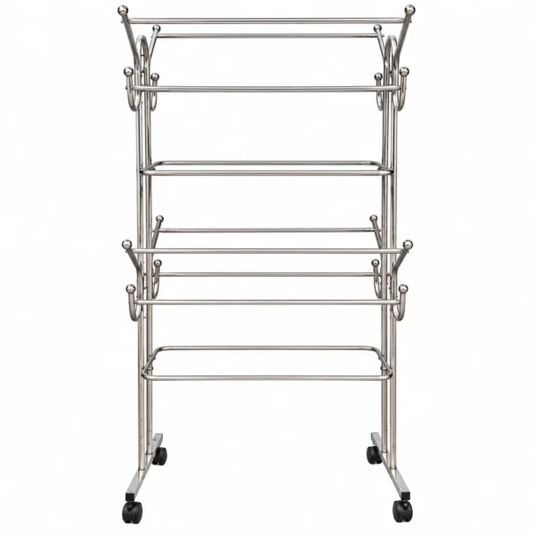 JSJ Diamond HP42 Stainless Steel Cloth Drying Stand | Multi-Tier Foldable Clothes Rack with Wheels, Rust-Resistant & Sturdy Design JSJ Diamond HP42 Stainless Steel Cloth Drying Stand | Multi-Tier Foldable Clothes Rack with Wheels, Rust-Resistant & Sturdy Design