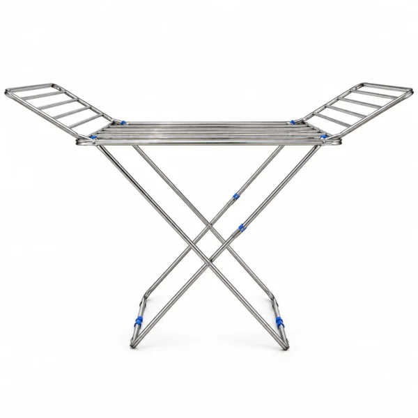 JSJ Elegant Small Stainless Steel Foldable Cloth Drying Stand | Heavy Duty, Rust Resistant, Space Saving Clothes Dryer Rack | MM04 JSJ Elegant Small Stainless Steel Foldable Cloth Drying Stand | Heavy Duty, Rust Resistant, Space Saving Clothes Dryer Rack | MM04
