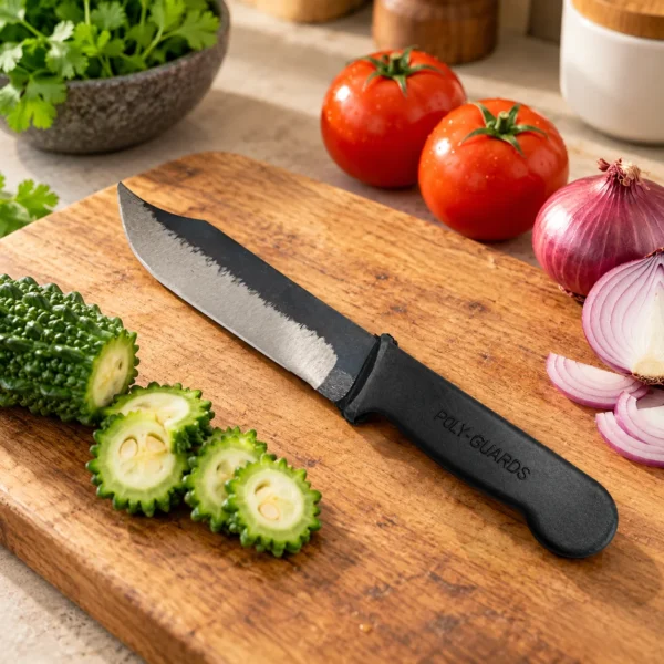 POLYGUARDS K Knife EP 10004012 KK20004 Medium Point Iron Kitchen Knife with Fixed Blade, Black POLYGUARDS K Knife EP 10004012 KK20004 Medium Point Iron Kitchen Knife with Fixed Blade, Black