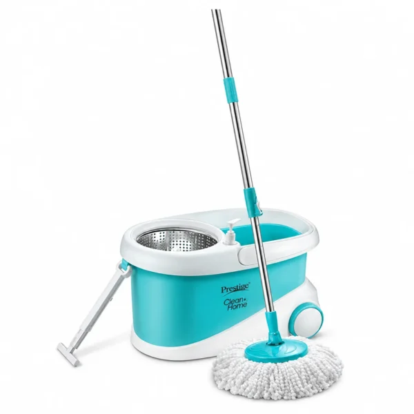 Prestige Clean Home PSB 10 Magic Spin Mop with Bucket, 360° Stainless Steel Spinner & 2 Microfiber Heads – Blue (426042) Prestige Clean Home PSB 10 Magic Spin Mop with Bucket, 360° Stainless Steel Spinner & 2 Microfiber Heads – Blue (426042)